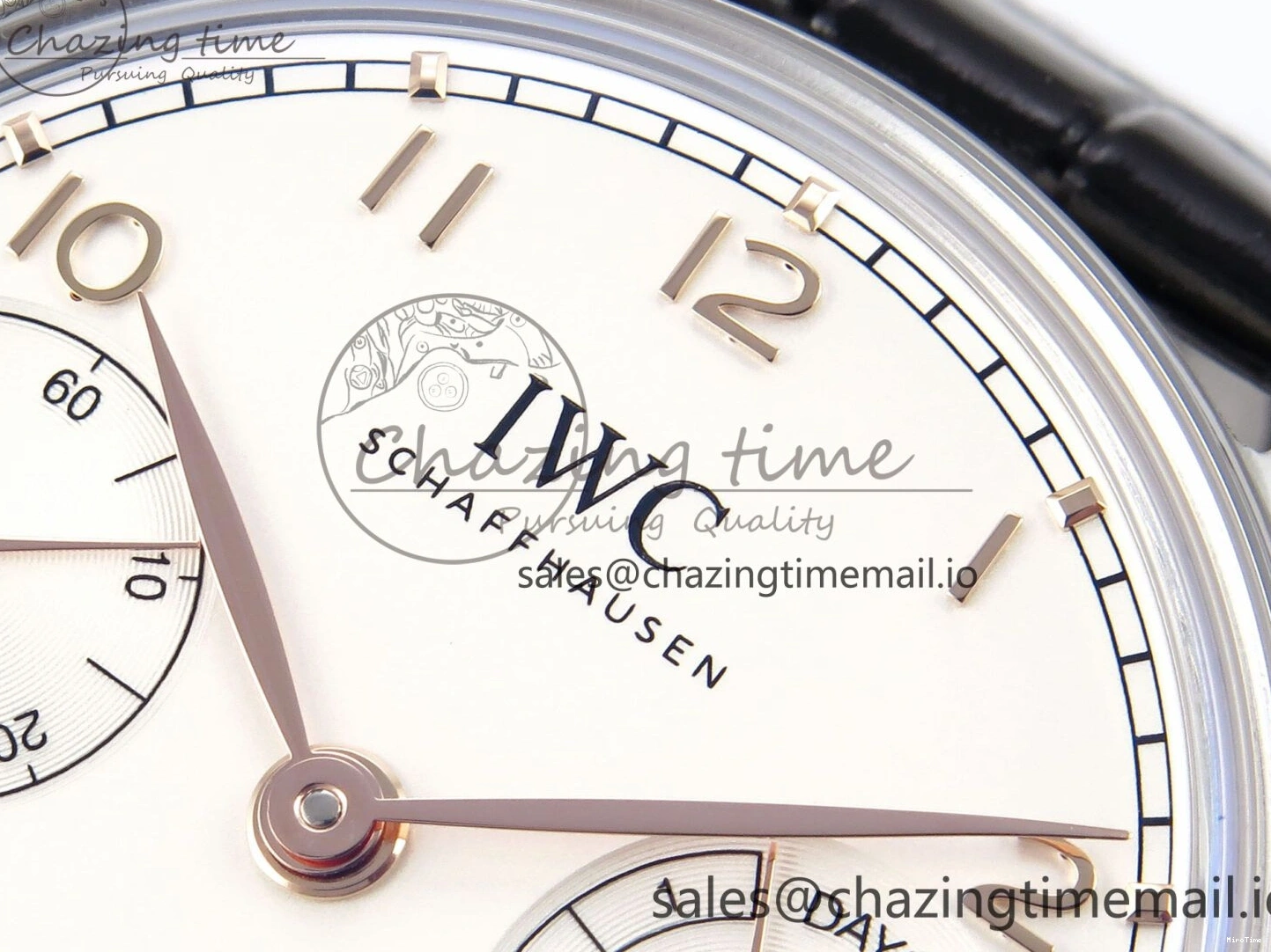 MIROTIME 0302 OnTrend Portugieser Automatic 42mm SS APSF 1:1 Best Edition White RG Dial on Black Leather Strap A 7010